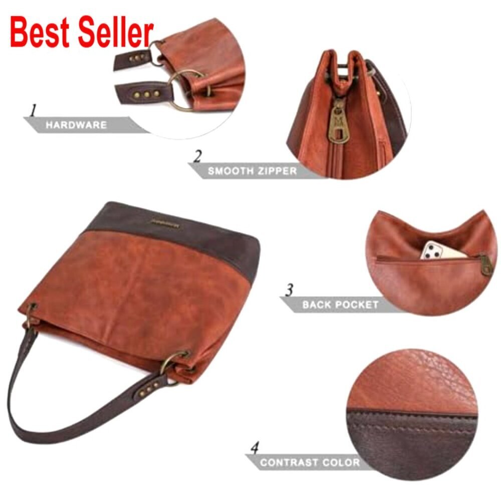 Hobo Bag with Vegan Leather and Zipper Closure for Women - Picture 5 of 7